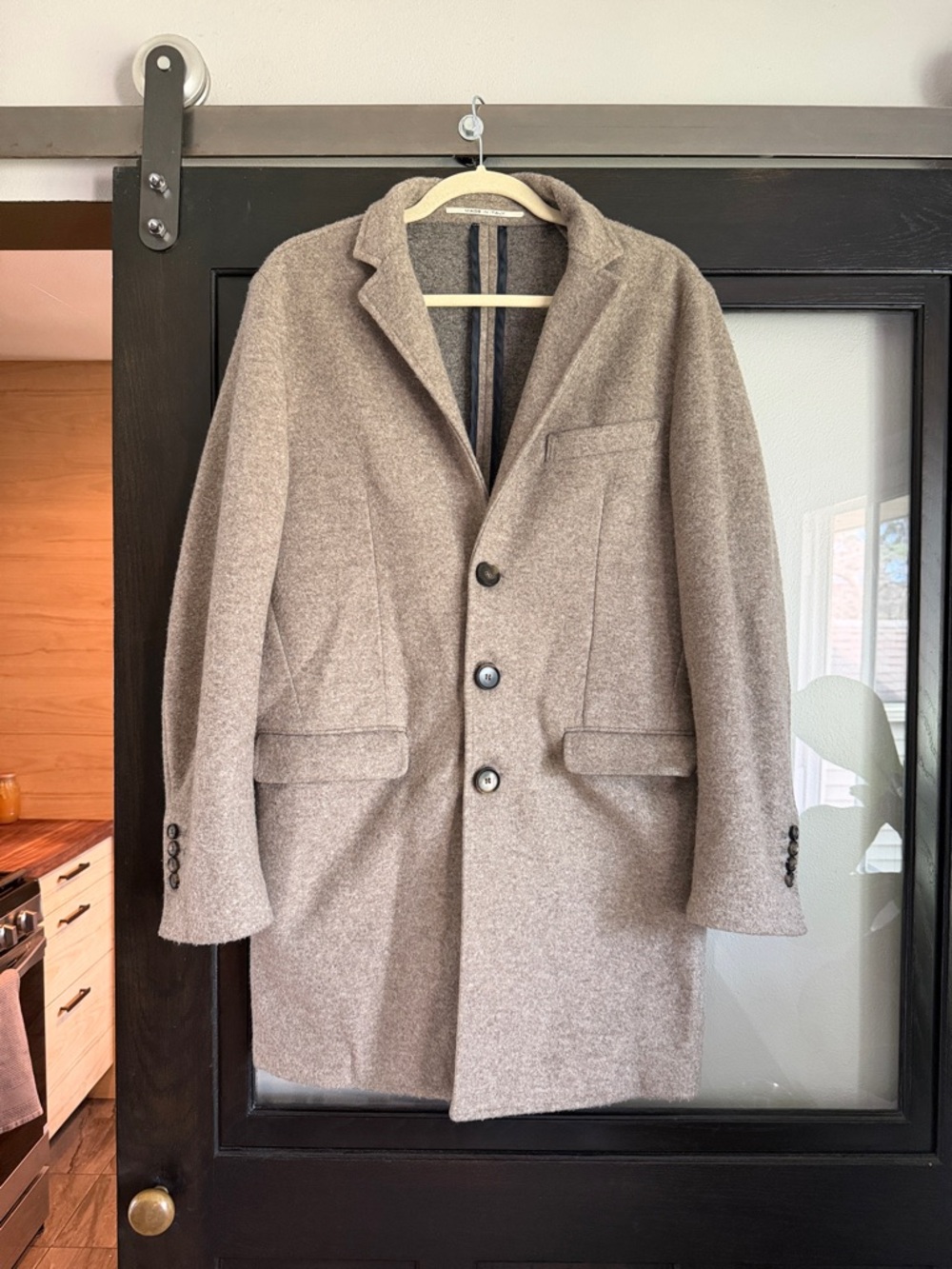 Men's Single-Breasted Pea Coat in Taupe (size EUR 46 / US 38)